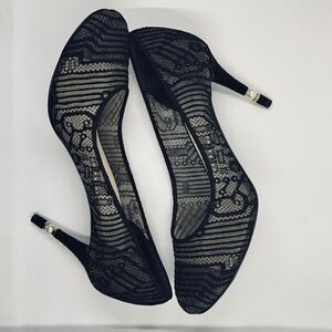 Chanel Black Lace Mesh Pumps Size 38 Classic Heels